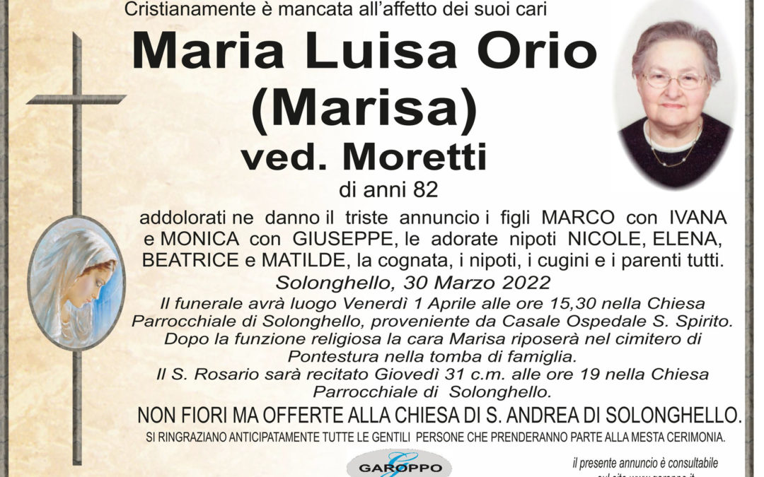 ORIO MARIA LUISA VED. MORETTI