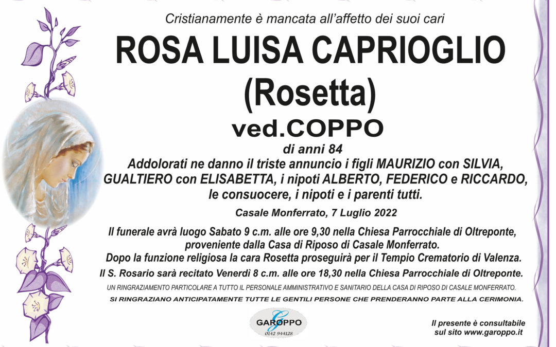 CAPRIOLGLIO ROSA LUISA VED. COPPO