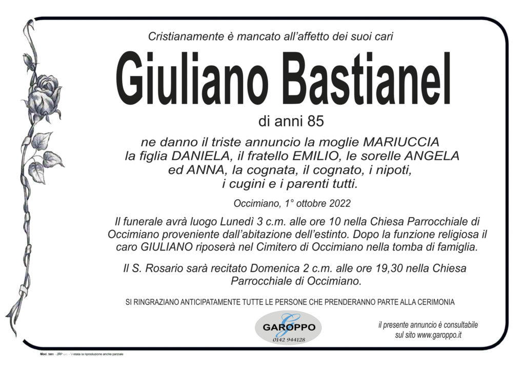 annuncio Bastianel Giuliano