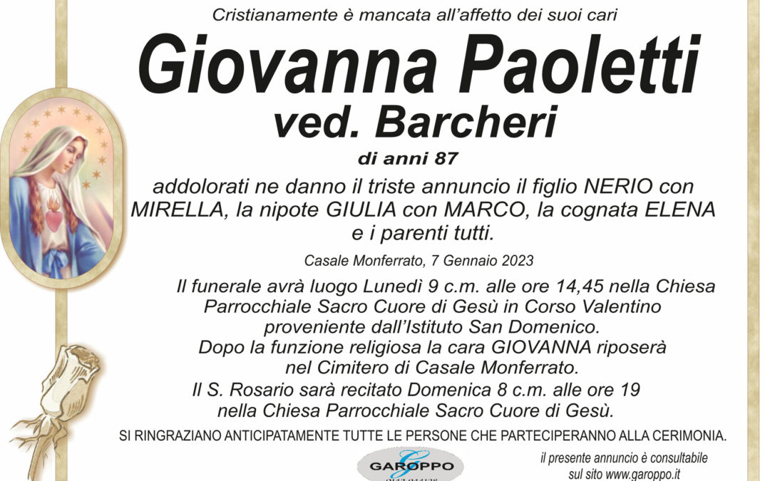 Paoletti Giovanna ved. Barcheri