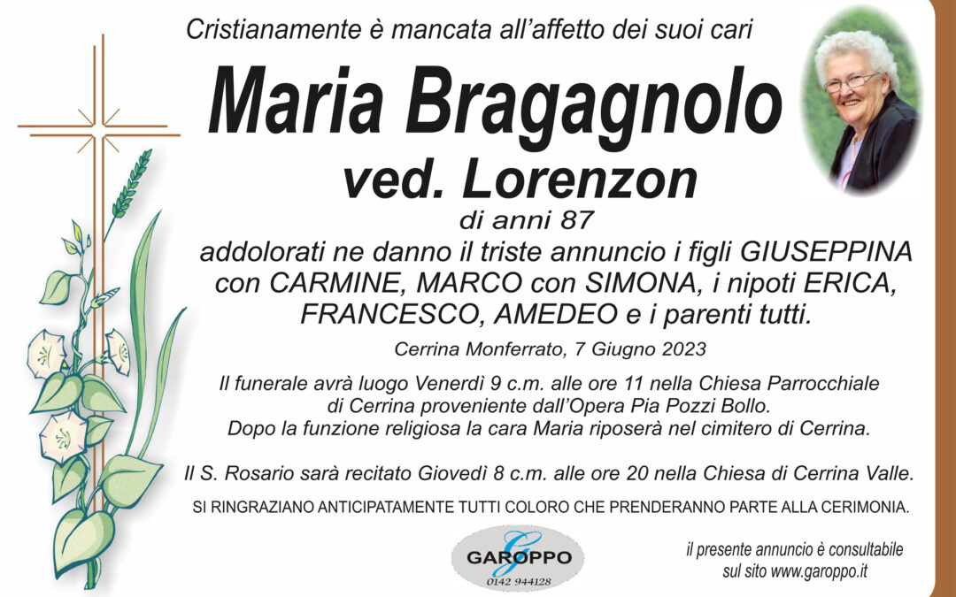 Bragagnolo Maria ved. Lorenzon