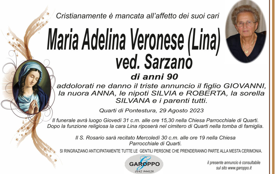 Veronese Maria Adelina ved. Sarzano