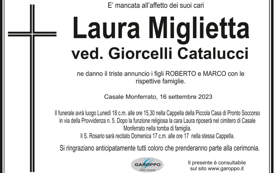 Miglietta Laura ved. Giorcelli Catalucci
