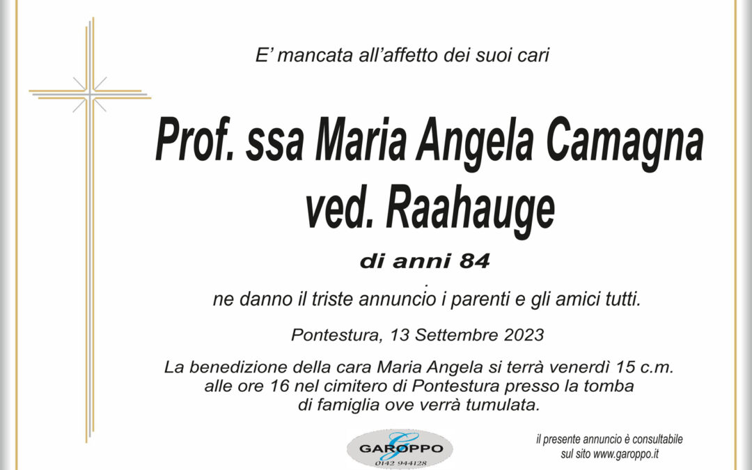 Professoressa Camagna Maria Angela ved. Raahauge