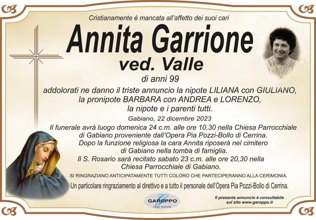 annuncio Garrione Annita