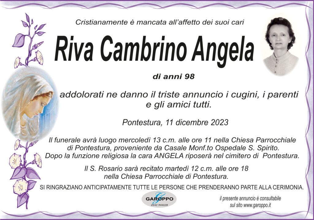 annuncio Riva Cambrino Angela