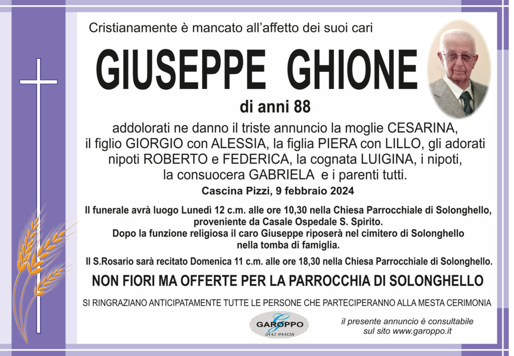 annuncio Ghione Giuseppe