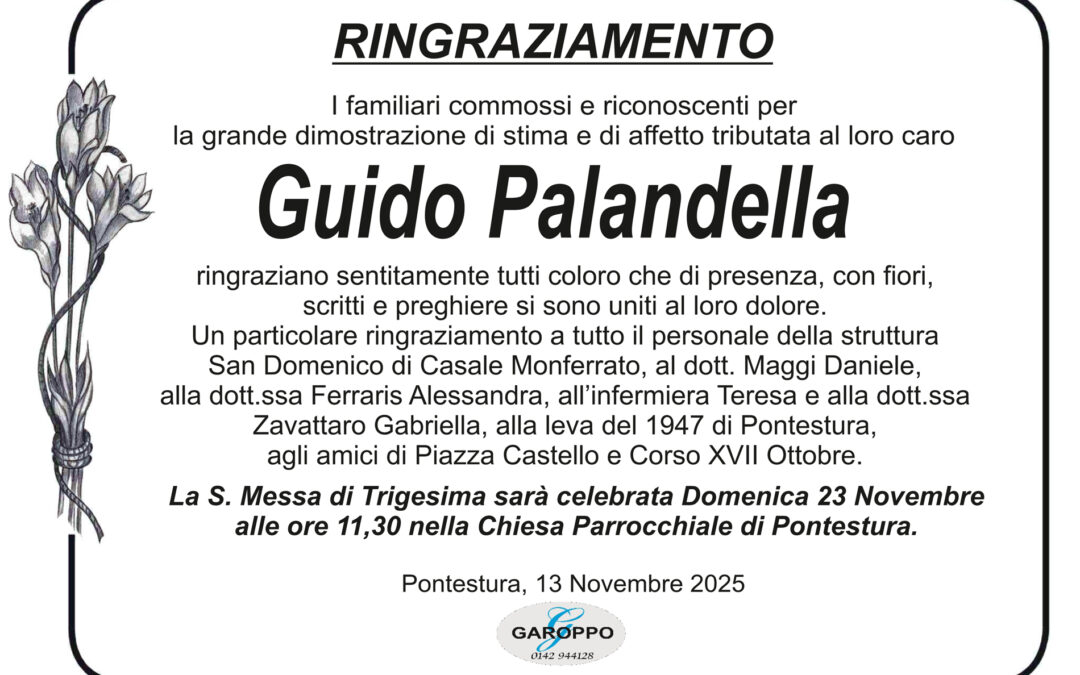 ringraziamento Palandella Guido